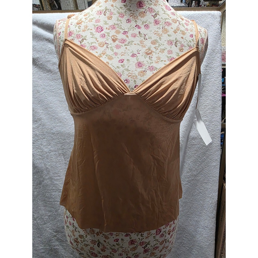 Vintage Y2K Romantic NWT Felina Tan V-Neck Sexy Camisole Top Adjustable Straps M - Picture 1 of 6